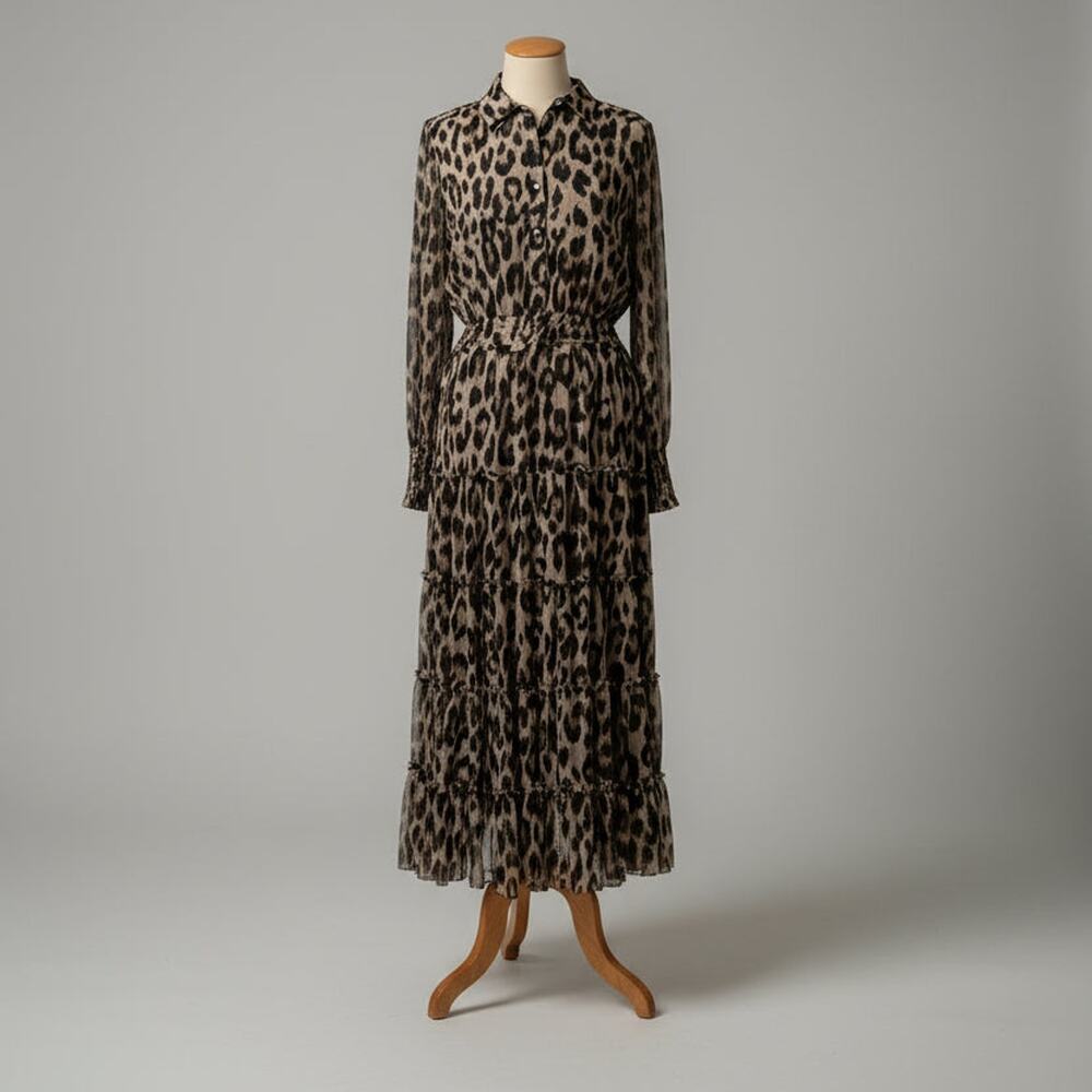 Tahari black/tan leopard print maxi dress, Size S, NEW WITH TAGS!